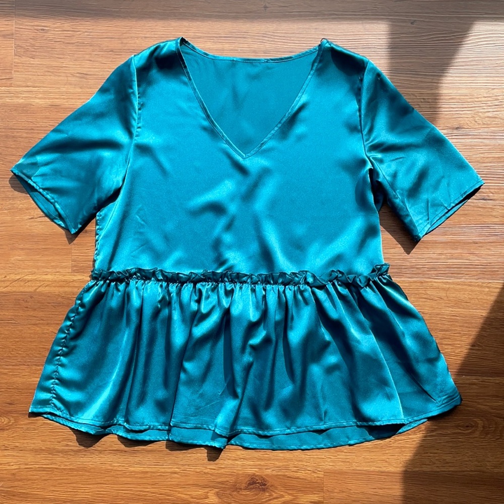 Satin-y peplum top